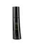 Black skincare bottle with brand logo on a white background