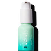 Tweezer with a green bottle labeled 'Liquide Panacea' on a white background