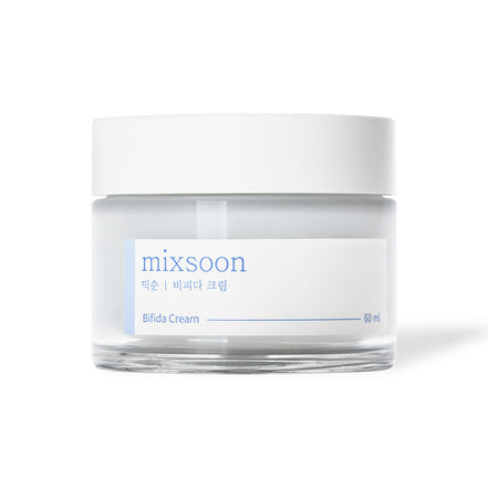 Glass jar of mixsoon Bifida Cream on a white background