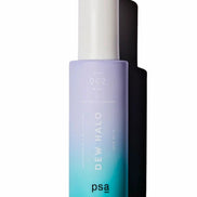 Bottle with gradient design from purple to blue on a white background