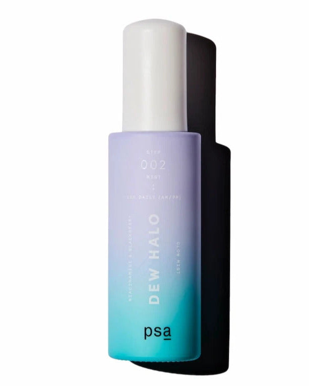 Bottle with gradient design from purple to blue on a white background