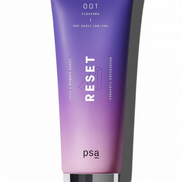 Purple and pink tube of skincare product labeled 'Reset' with 'psa' branding on a white background.