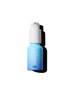 Blue serum bottle with white cap on a white background